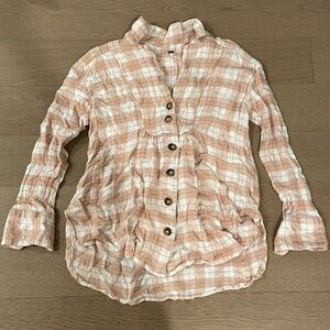 Free People All the Feels brushed flannel blouse